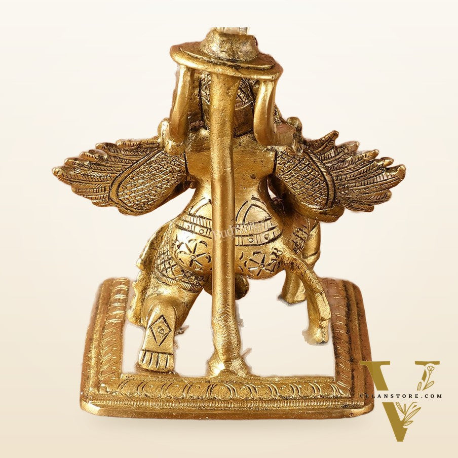 Superfine Brass Garuda Aasan Lamp - Vintage Polish - 6.5" Tall