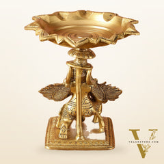 Superfine Brass Garuda Aasan Lamp - Vintage Polish - 6.5" Tall