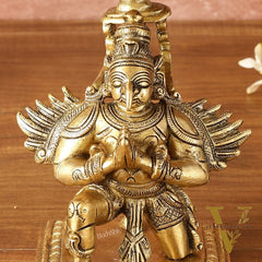 Superfine Brass Garuda Aasan Lamp - Vintage Polish - 6.5" Tall