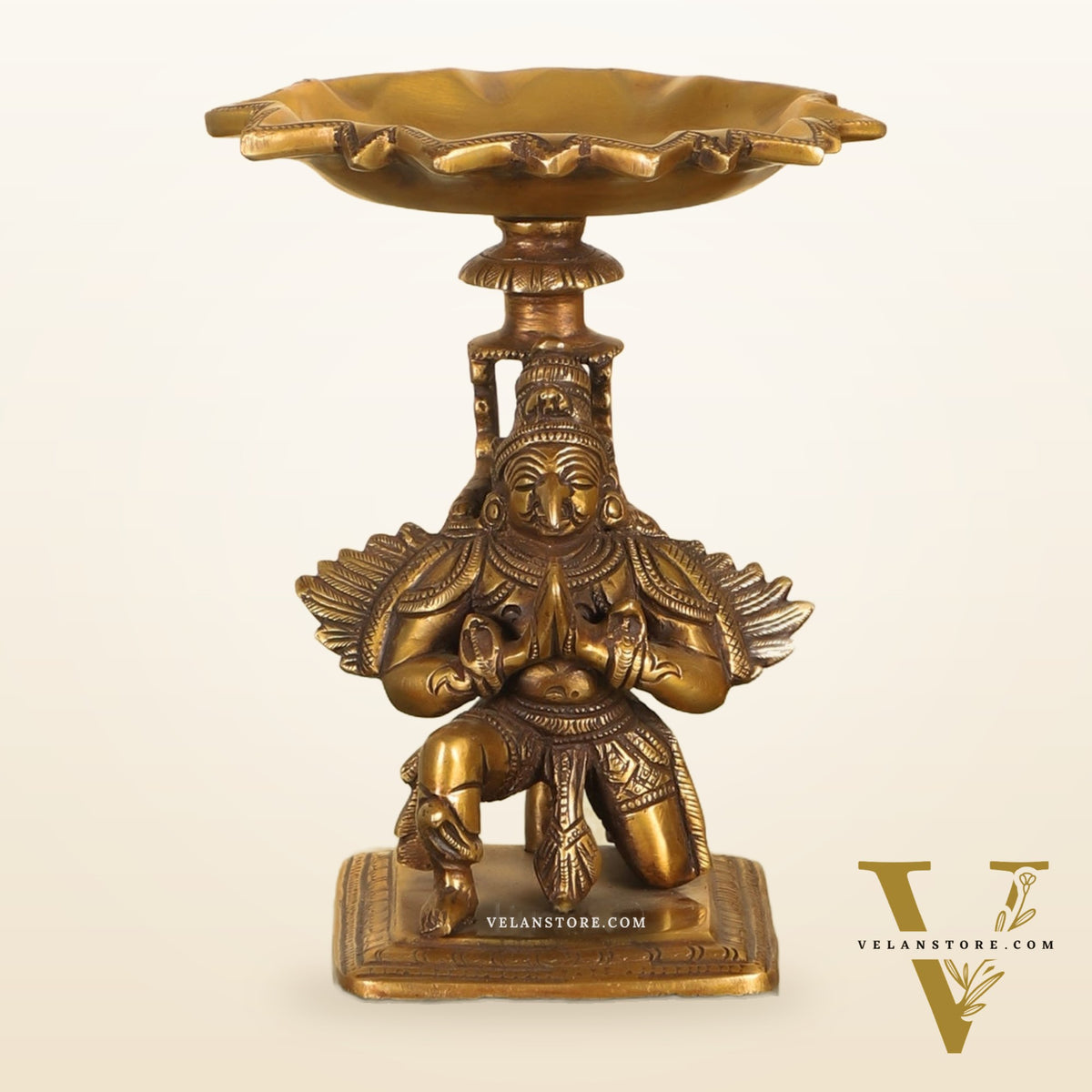 Superfine Brass Garuda Lamp or Garuda aasan Antique Candle Holder 6.5"
