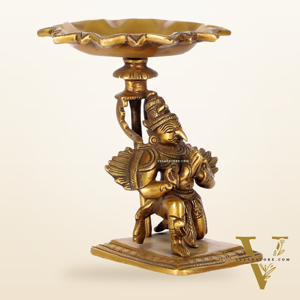 Superfine Brass Garuda Lamp or Garuda aasan Antique Candle Holder 6.5"