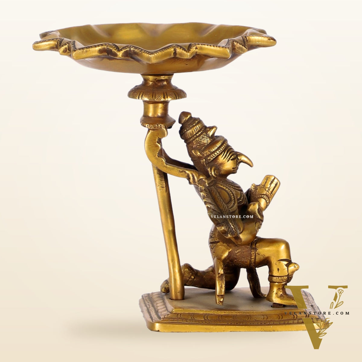 Superfine Brass Garuda Lamp or Garuda aasan Antique Candle Holder 6.5"