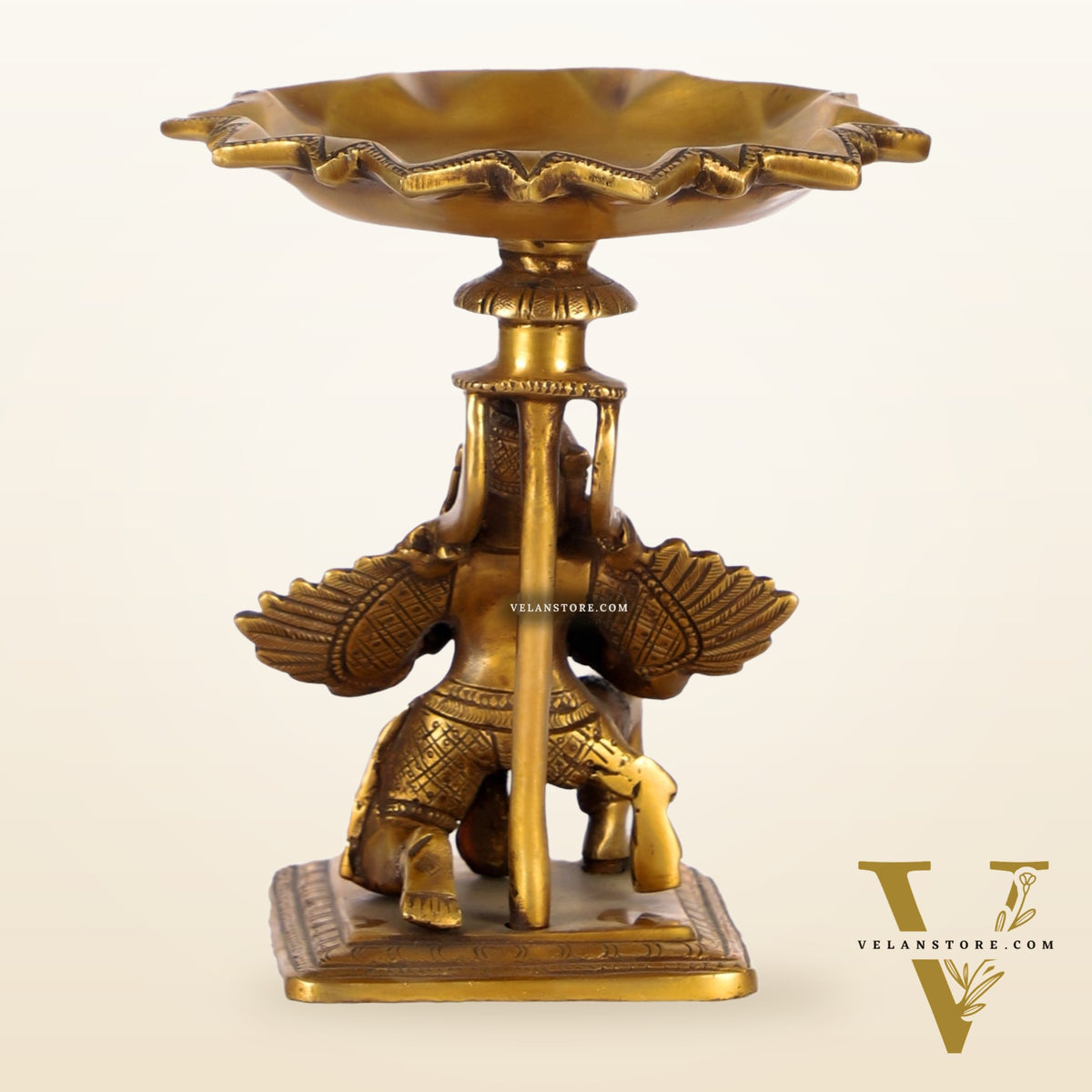 Superfine Brass Garuda Lamp or Garuda aasan Antique Candle Holder 6.5"
