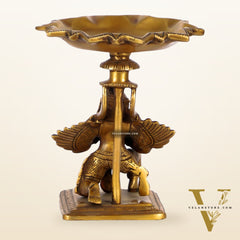 Superfine Brass Garuda Lamp or Garuda aasan Antique Candle Holder 6.5"