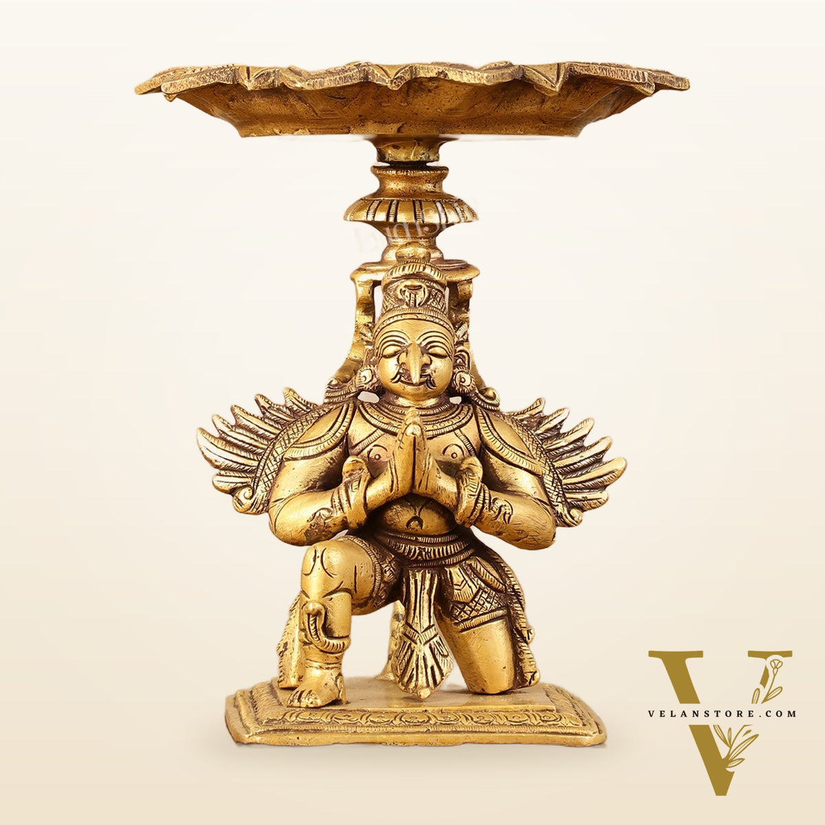 Superfine Brass Garuda Lamp or Garuda aasan - Candle Holder 6.5"