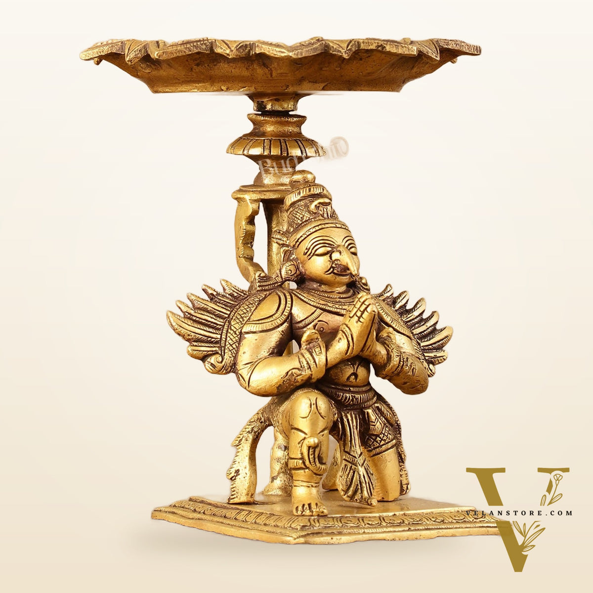 Superfine Brass Garuda Lamp or Garuda aasan - Candle Holder 6.5"