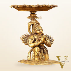 Superfine Brass Garuda Lamp or Garuda aasan - Candle Holder 6.5"