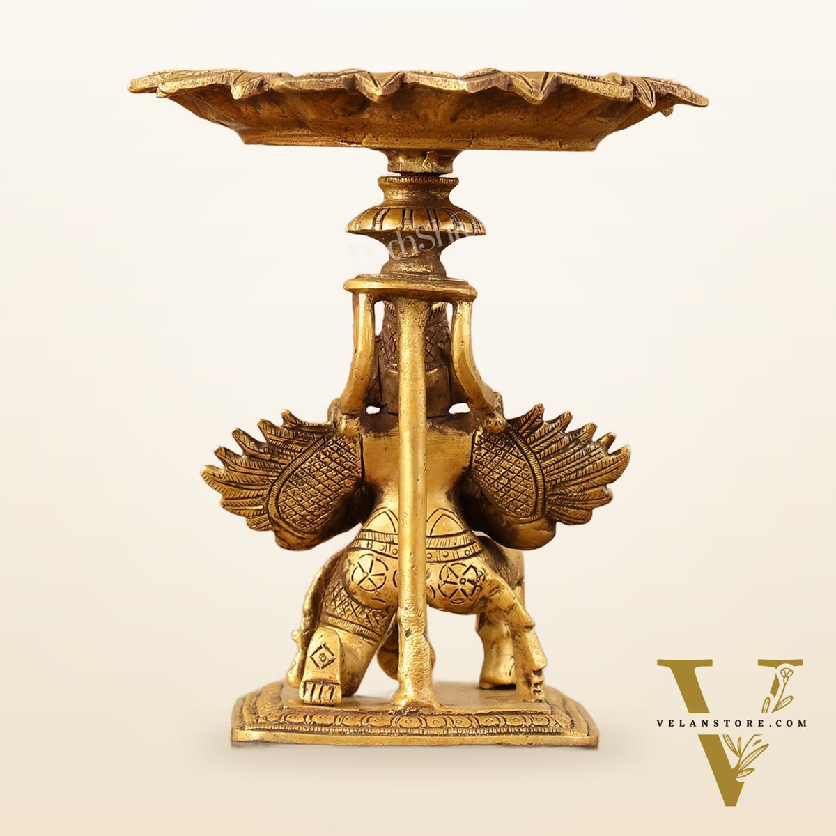 Superfine Brass Garuda Lamp or Garuda aasan - Candle Holder 6.5"