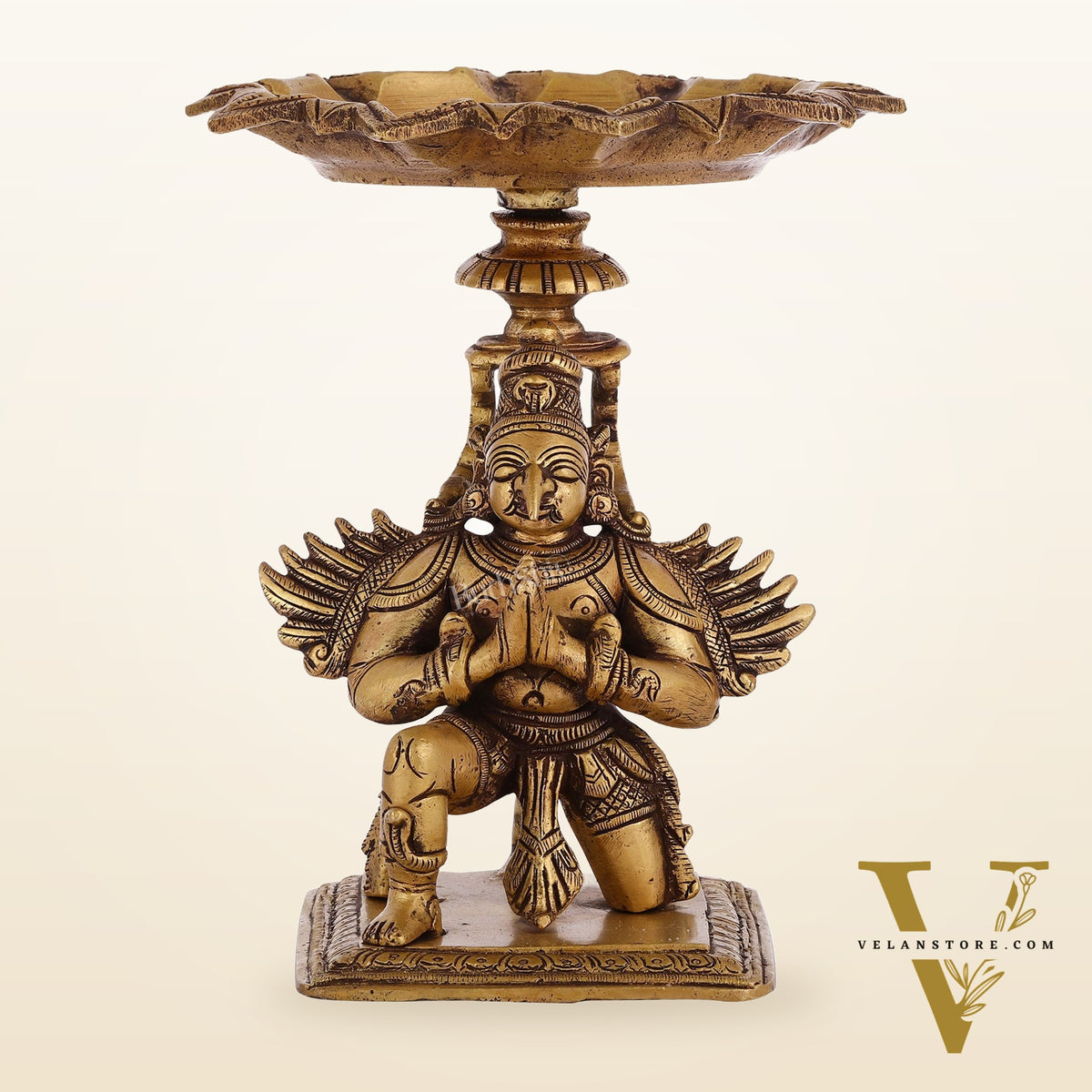 Superfine Brass Garuda Lamp or Garuda aasan - Candle Holder 6.5"