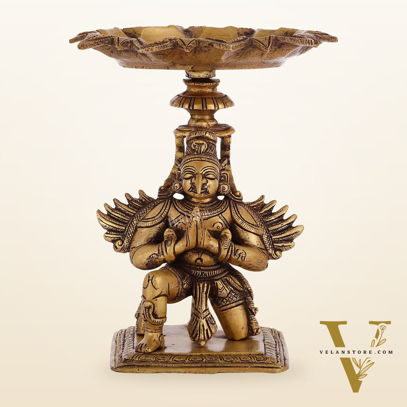 Superfine Brass Garuda Lamp or Garuda aasan - Candle Holder 6.5"