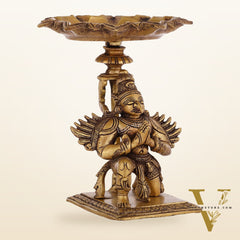 Superfine Brass Garuda Lamp or Garuda aasan - Candle Holder 6.5"