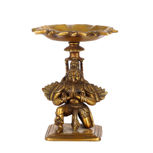 Superfine Brass Garuda Lamp or Garuda aasan Antique Candle Holder 6.5"