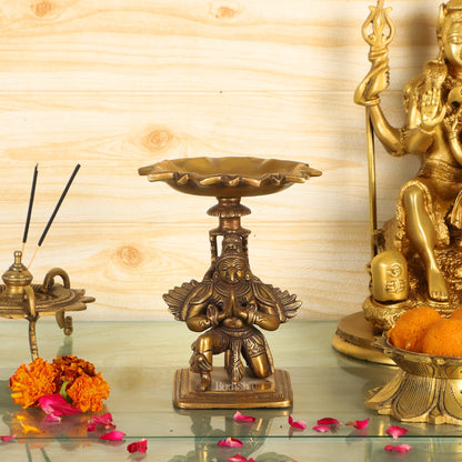 Superfine Brass Garuda Lamp or Garuda aasan Antique Candle Holder 6.5"