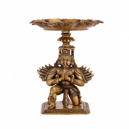 Superfine Brass Garuda Lamp or Garuda aasan - Candle Holder 6.5"