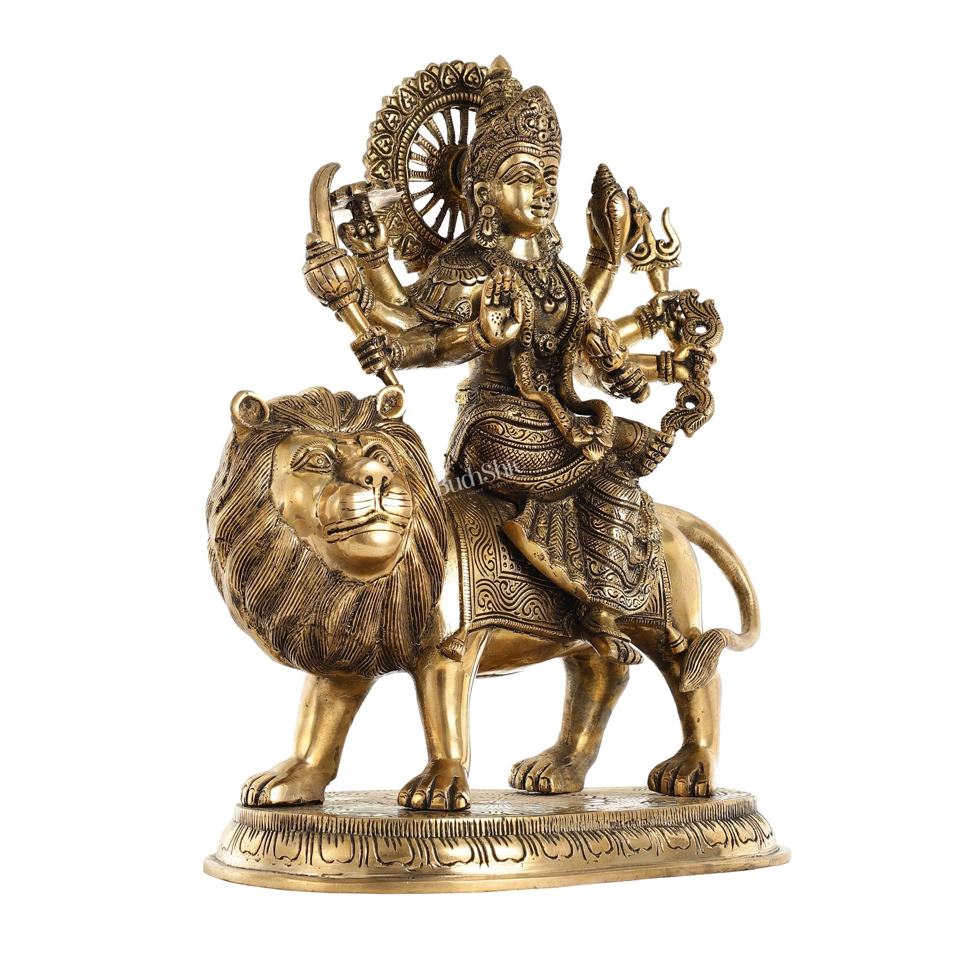 Superfine Brass Goddess Durga Idol - 14 Inch