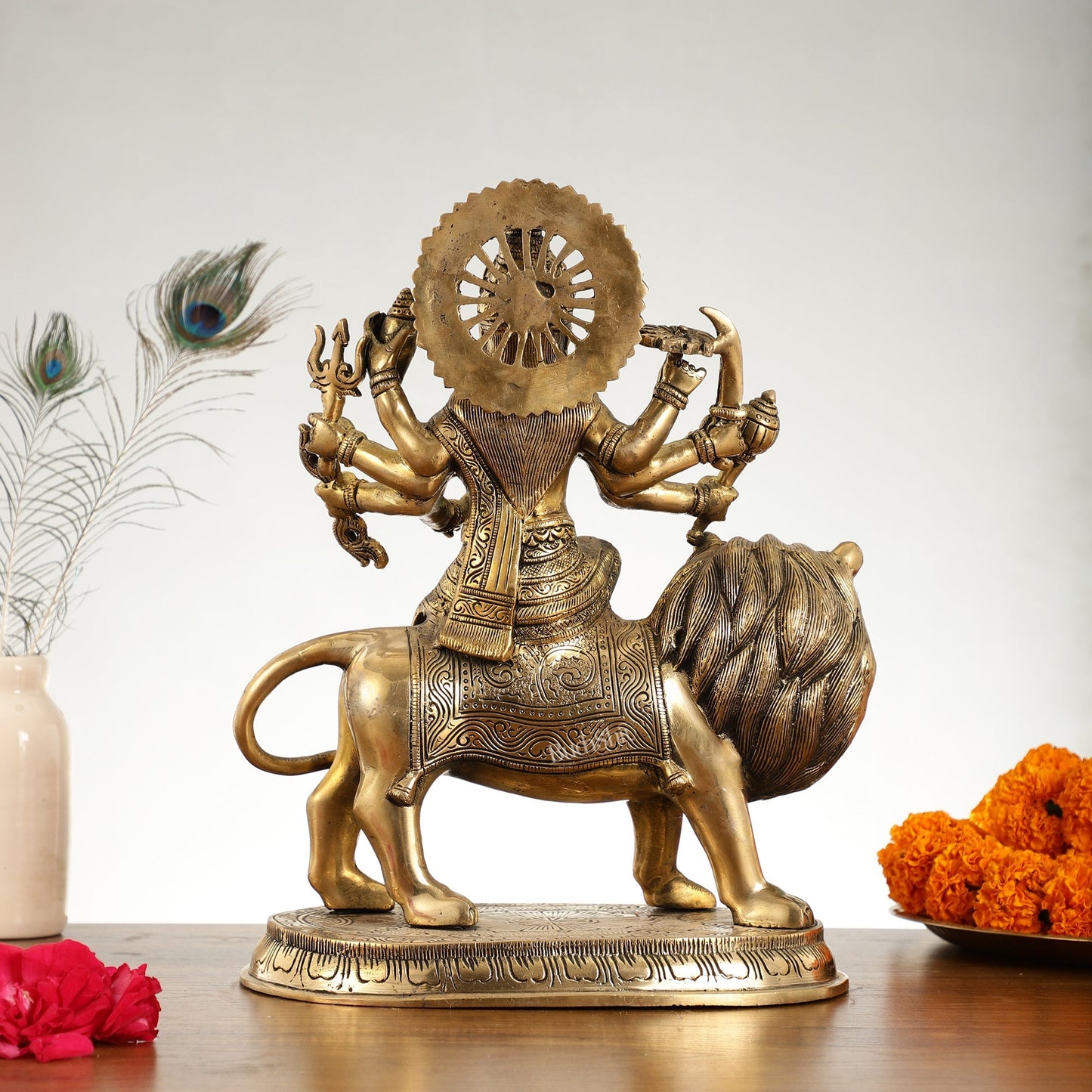 Superfine Brass Goddess Durga Idol - 14 Inch