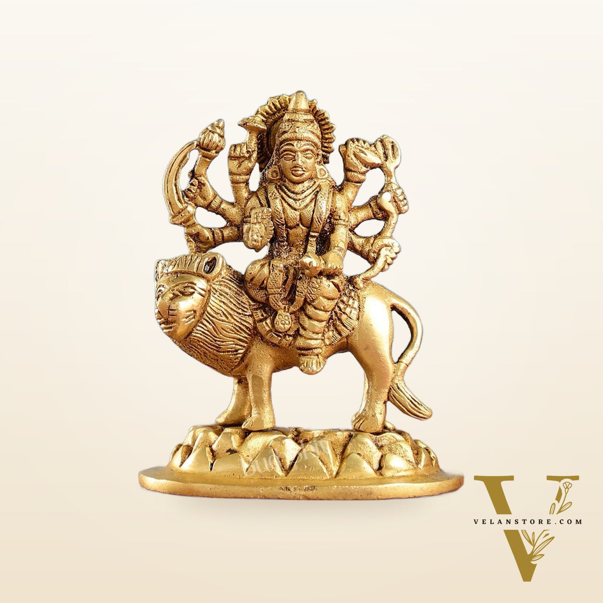 Superfine Brass Goddess Durga Sherawali Mata Murti Idol | Height 4.5 inch