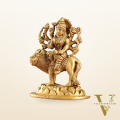 Superfine Brass Goddess Durga Sherawali Mata Murti Idol | Height 4.5 inch