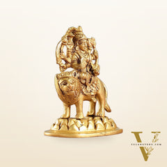 Superfine Brass Goddess Durga Sherawali Mata Murti Idol | Height 4.5 inch