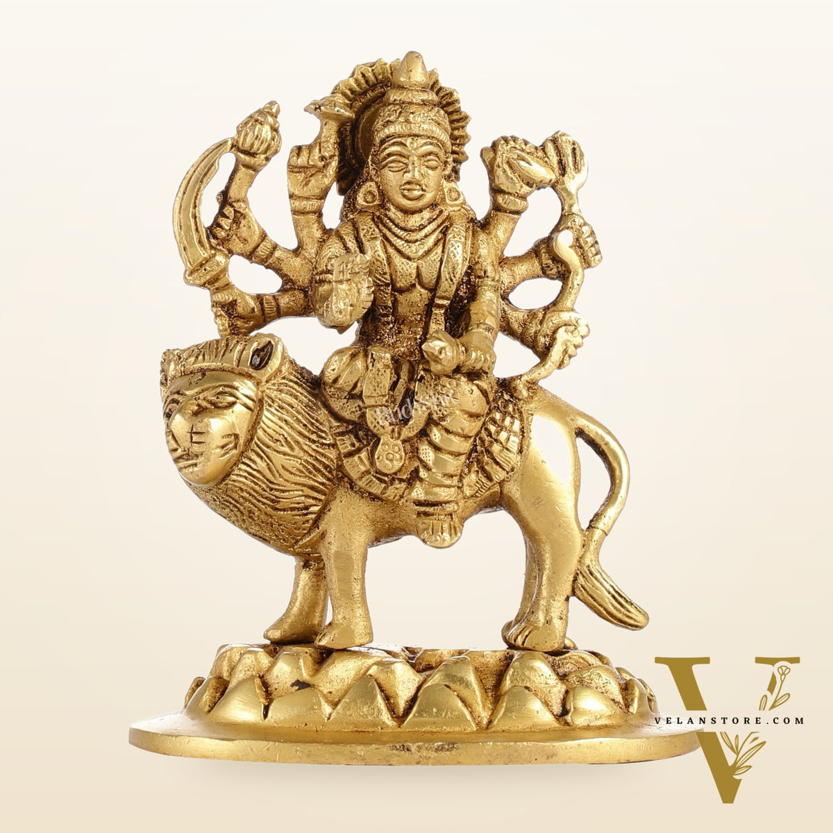 Superfine Brass Goddess Durga Sherawali Mata Murti Idol | Height 4.5 inch