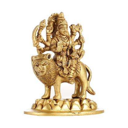 Superfine Brass Goddess Durga Sherawali Mata Murti Idol | Height 4.5 inch