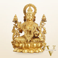 Superfine Brass Goddess Lakshmi Idol - 12.5 Inch