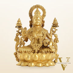 Superfine Brass Goddess Lakshmi Idol - 12.5 Inch