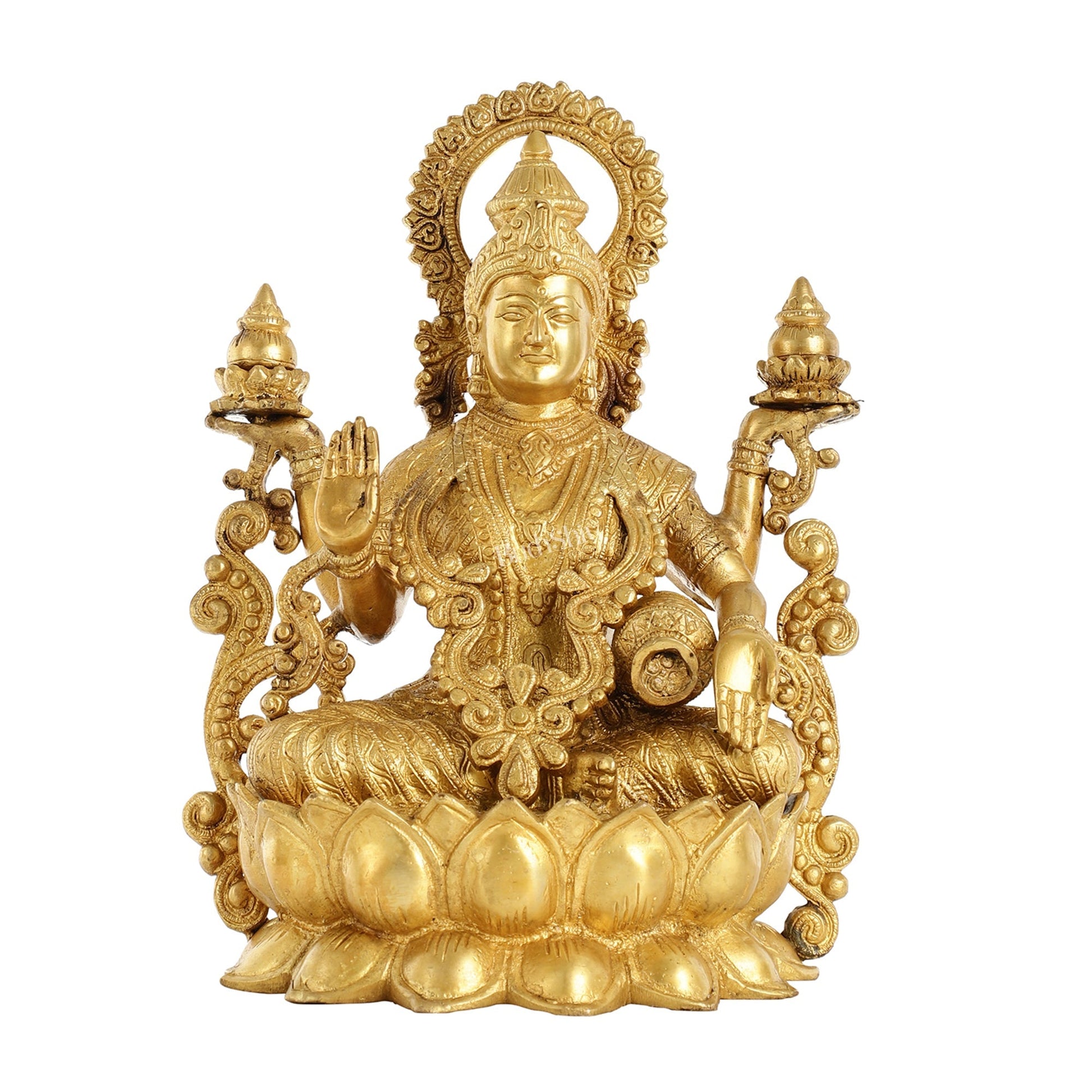 Superfine Brass Goddess Lakshmi Idol - 12.5 Inch