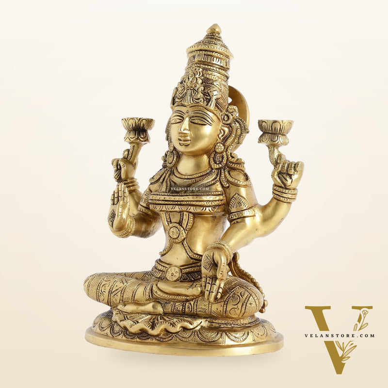 Superfine Brass Goddess Lakshmi Idol Statue Murti 11 inch