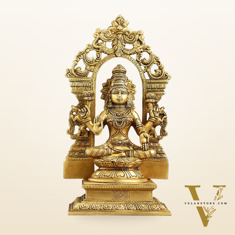 Superfine Brass Goddess Lakshmi Idol with Frame - 12 inch