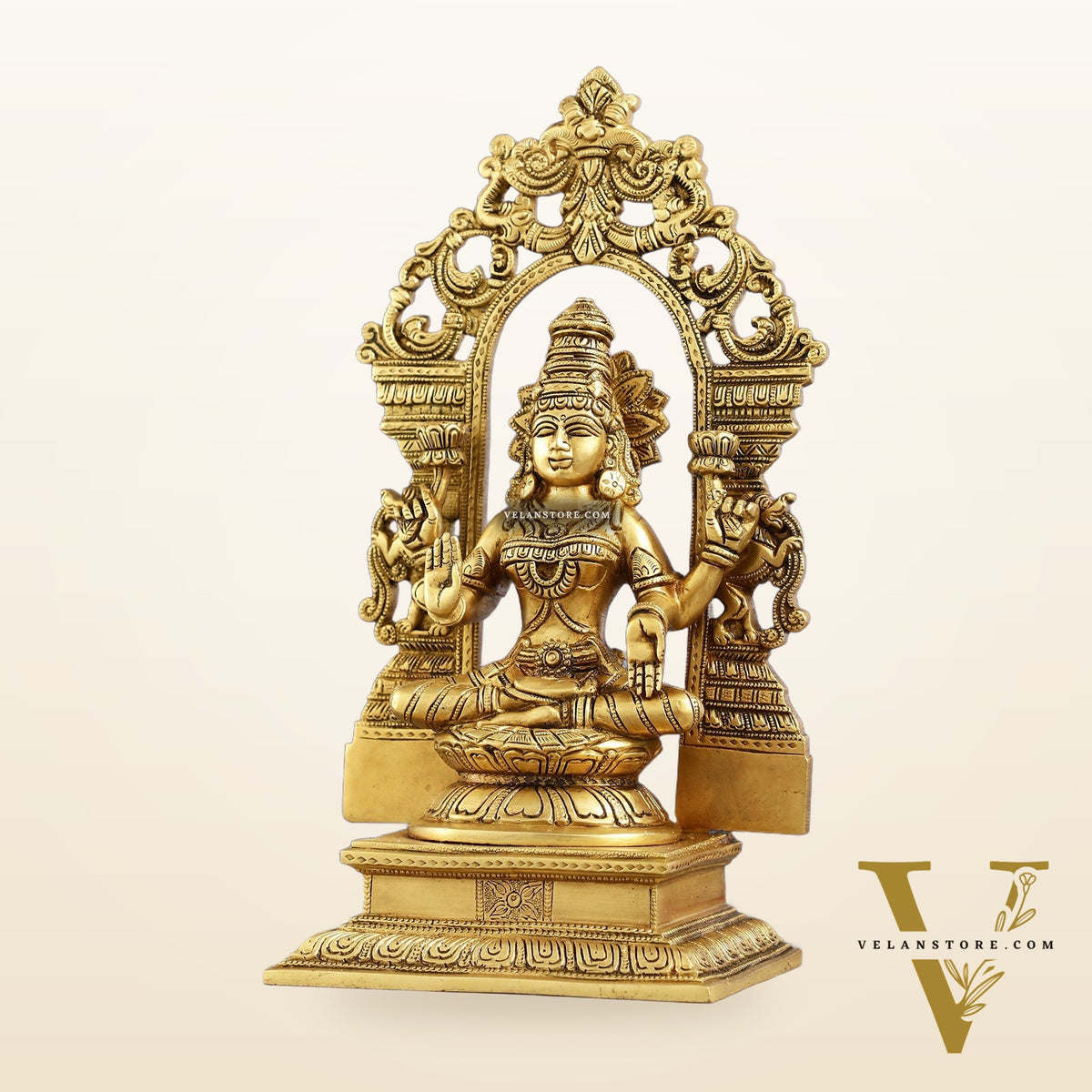Superfine Brass Goddess Lakshmi Idol with Frame - 12 inch