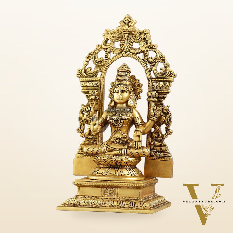 Superfine Brass Goddess Lakshmi Idol with Frame - 12 inch