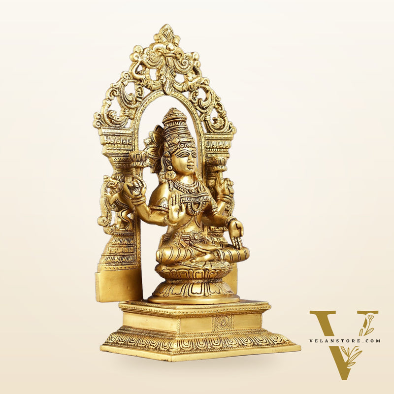 Superfine Brass Goddess Lakshmi Idol with Frame - 12 inch