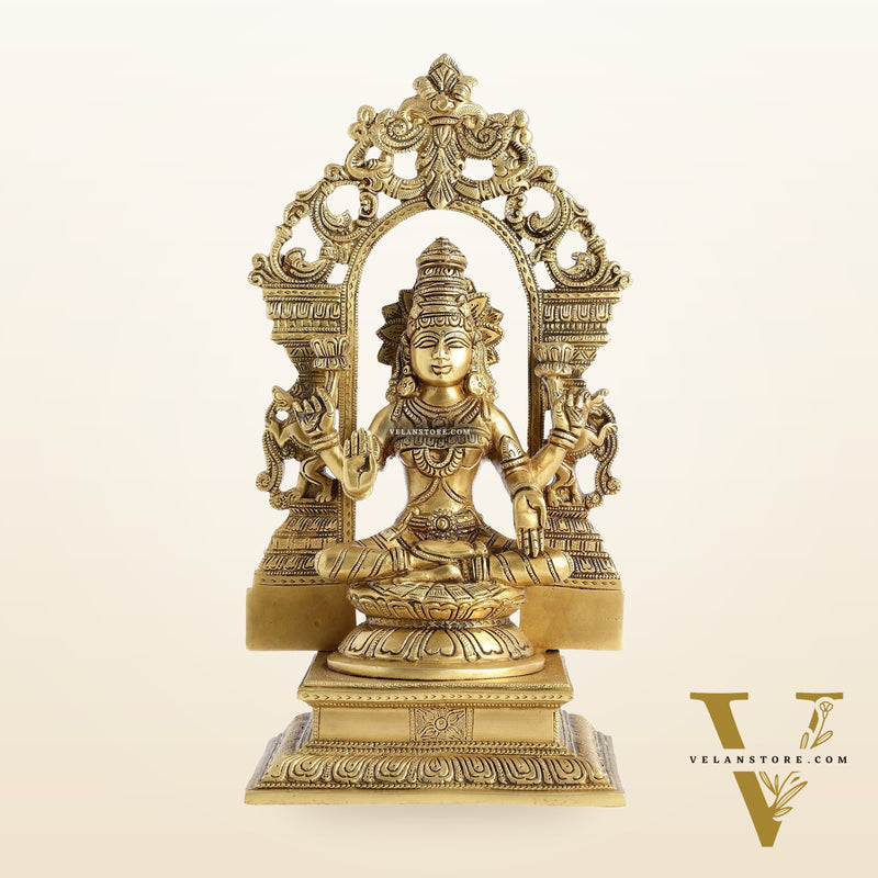 Superfine Brass Goddess Lakshmi Idol with Frame - 12 inch