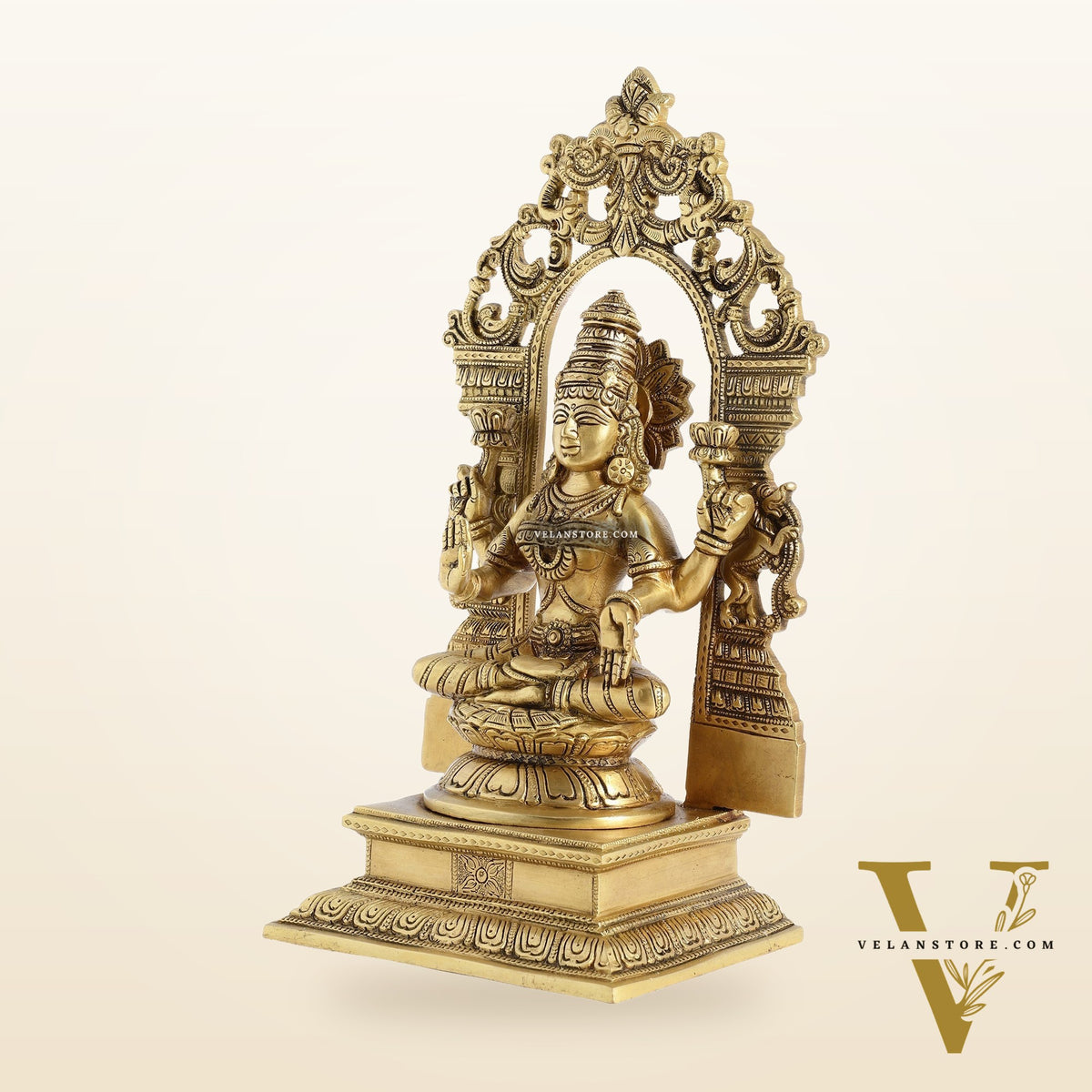 Superfine Brass Goddess Lakshmi Idol with Frame - 12 inch