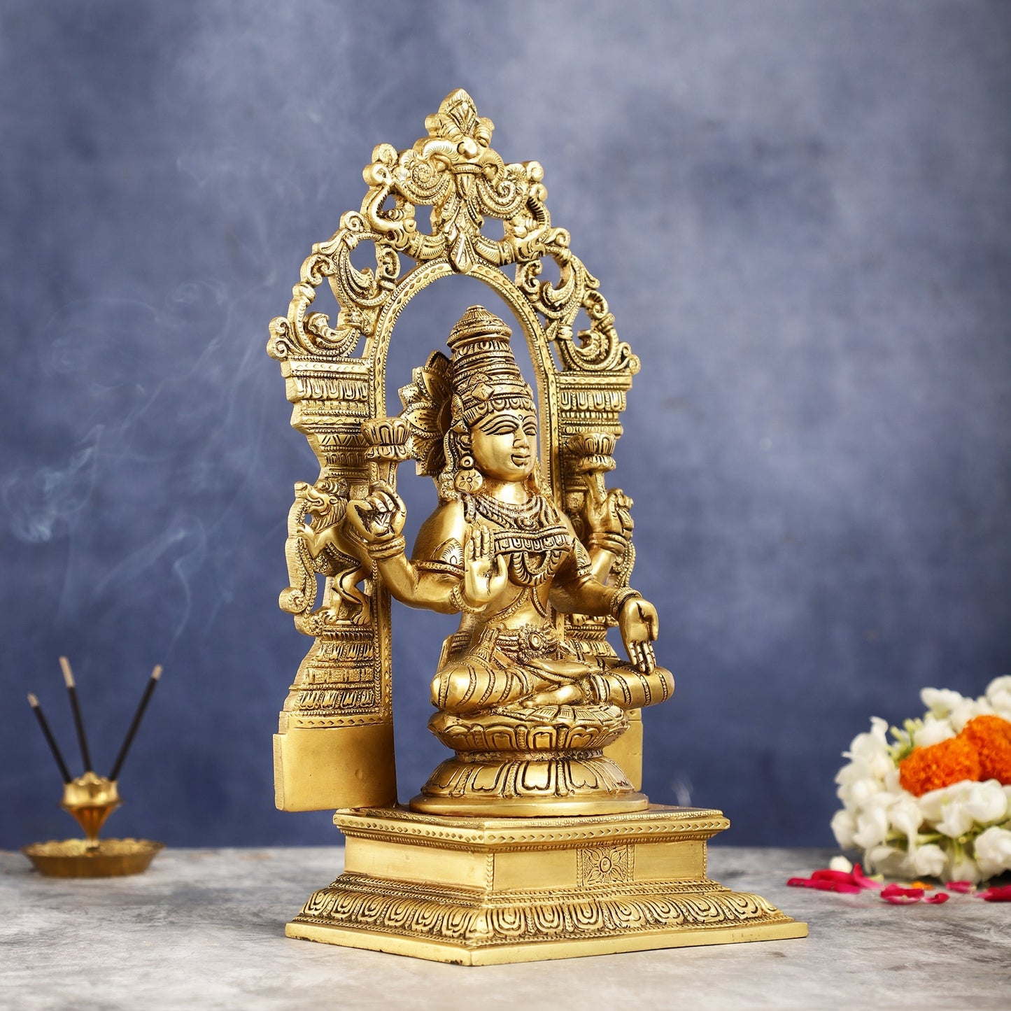 Superfine Brass Goddess Lakshmi Idol with Frame - 12 inch