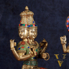 Superfine Brass Goddess Saraswati & Lord Brahma Pair | Divine Seated Sculptures