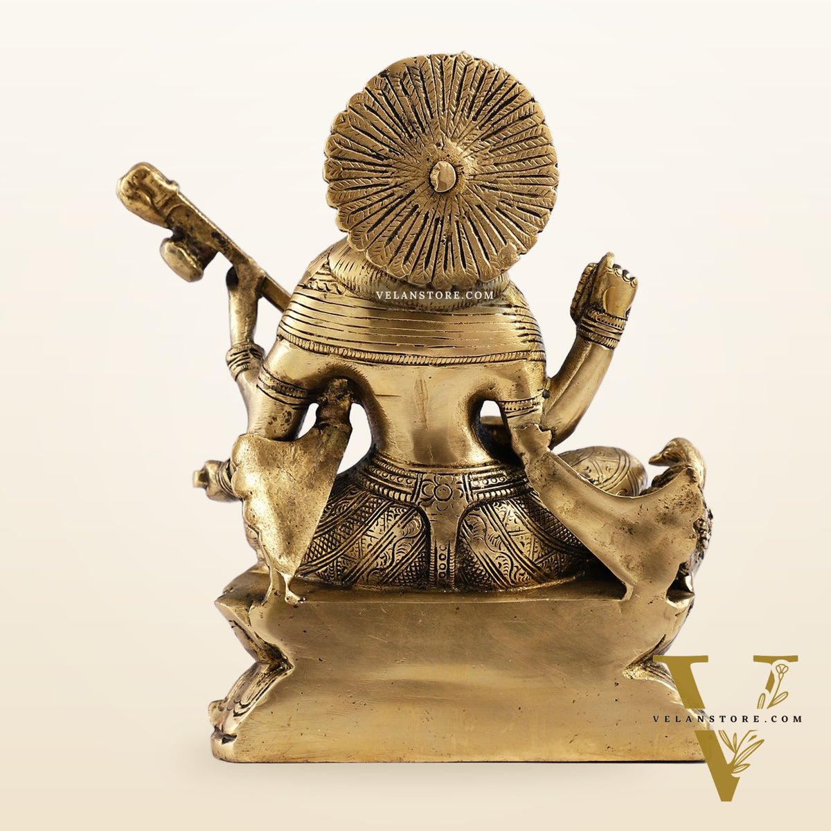 Superfine Brass Goddess Saraswati with Veena Idol 9 inch