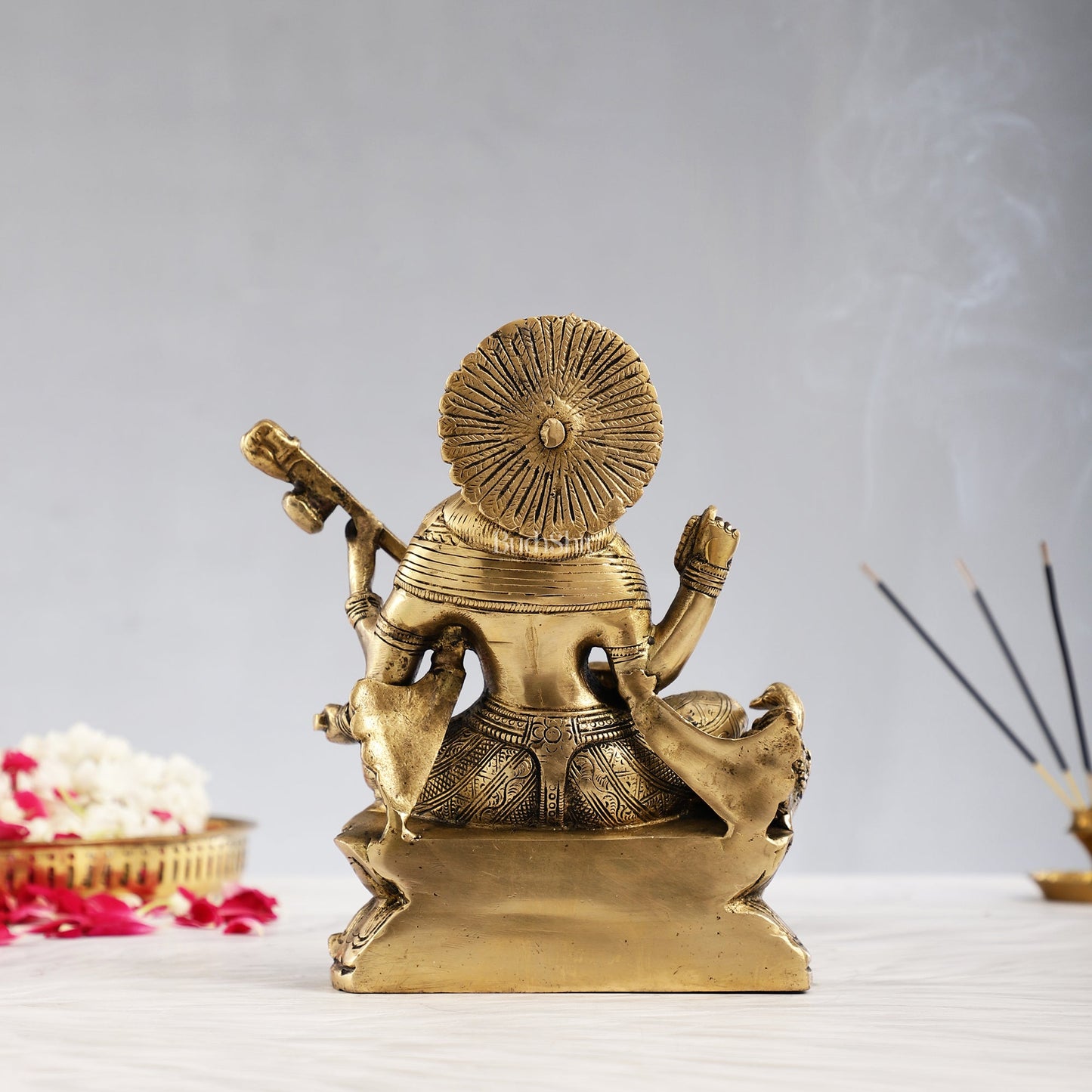 Superfine Brass Goddess Saraswati with Veena Idol 9 inch