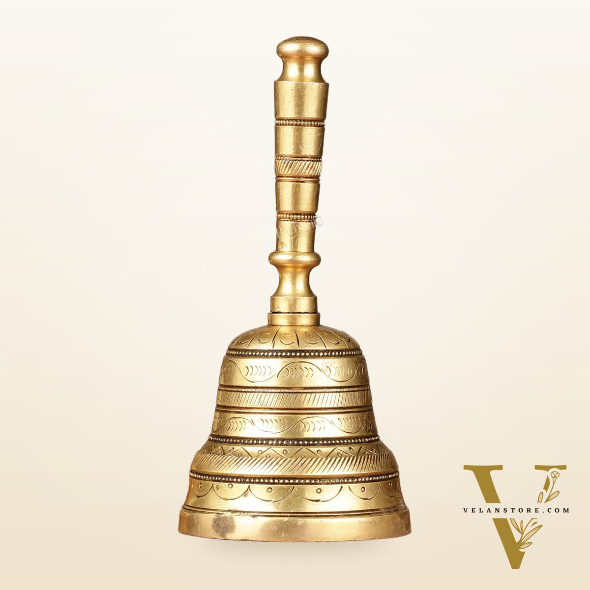 Superfine Brass Hand Bell for Pooja | Height 7 inch
