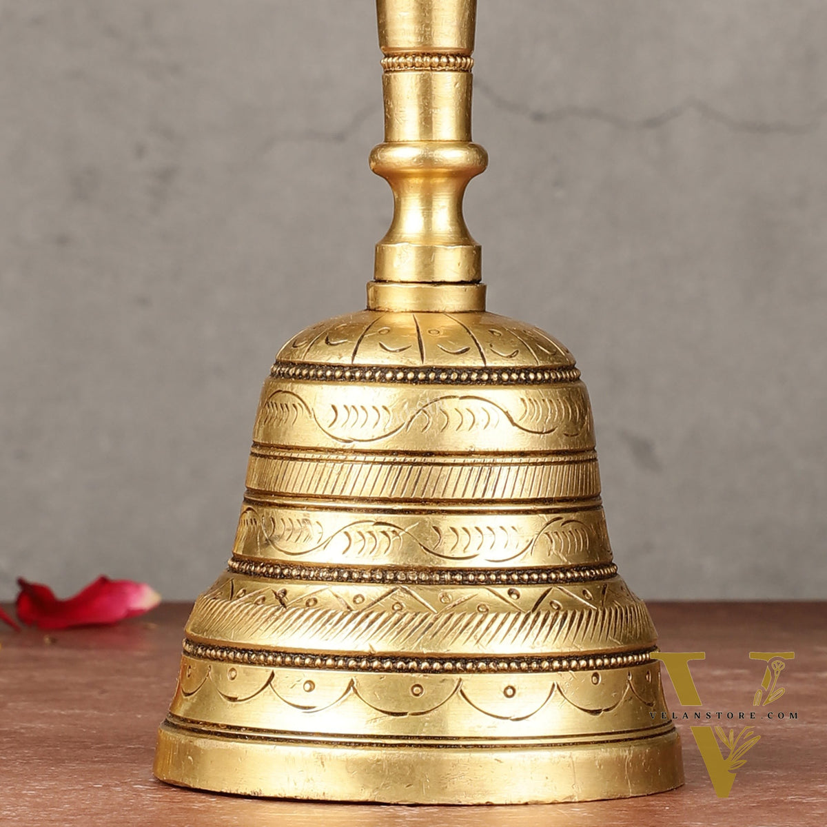Superfine Brass Hand Bell for Pooja | Height 7 inch