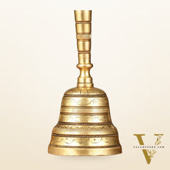 Superfine Brass Hand Bell for Pooja | Height 7 inch