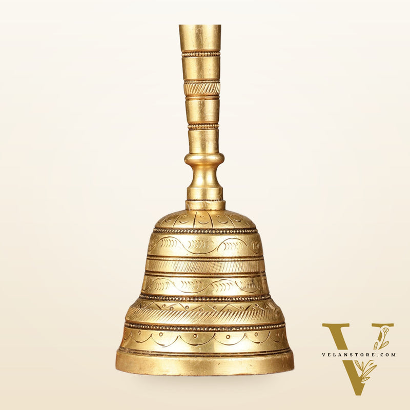 Superfine Brass Hand Bell for Pooja | Height 7 inch