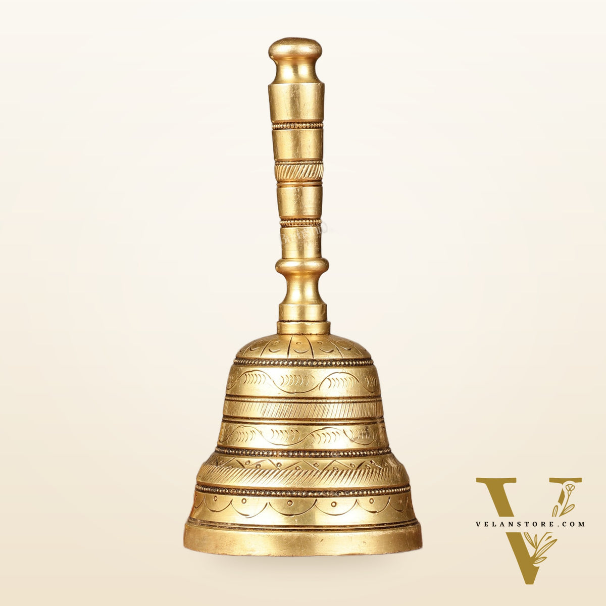Superfine Brass Hand Bell for Pooja | Height 7 inch