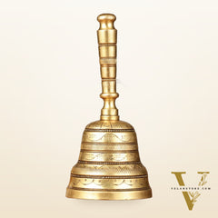 Superfine Brass Hand Bell for Pooja | Height 7 inch