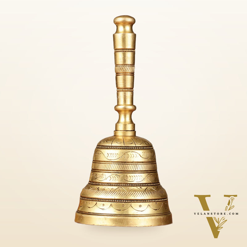 Superfine Brass Hand Bell for Pooja | Height 7 inch