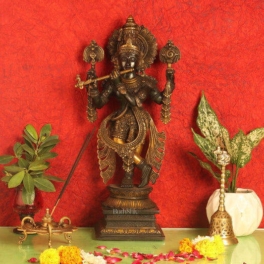 Brass Handcrafted Krishna Statue | 20 inch