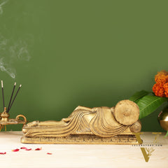 Superfine Brass Handcrafted Resting Hanuman Statue | Auspicious and Unique 12 inch