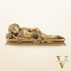 Superfine Brass Handcrafted Resting Hanuman Statue | Auspicious and Unique 12 inch
