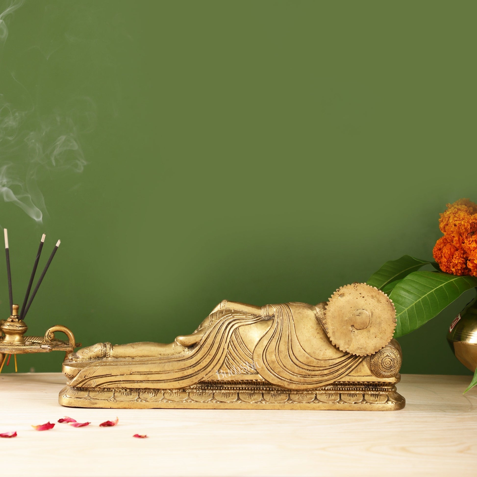 Superfine Brass Handcrafted Resting Hanuman Statue | Auspicious and Unique 12 inch